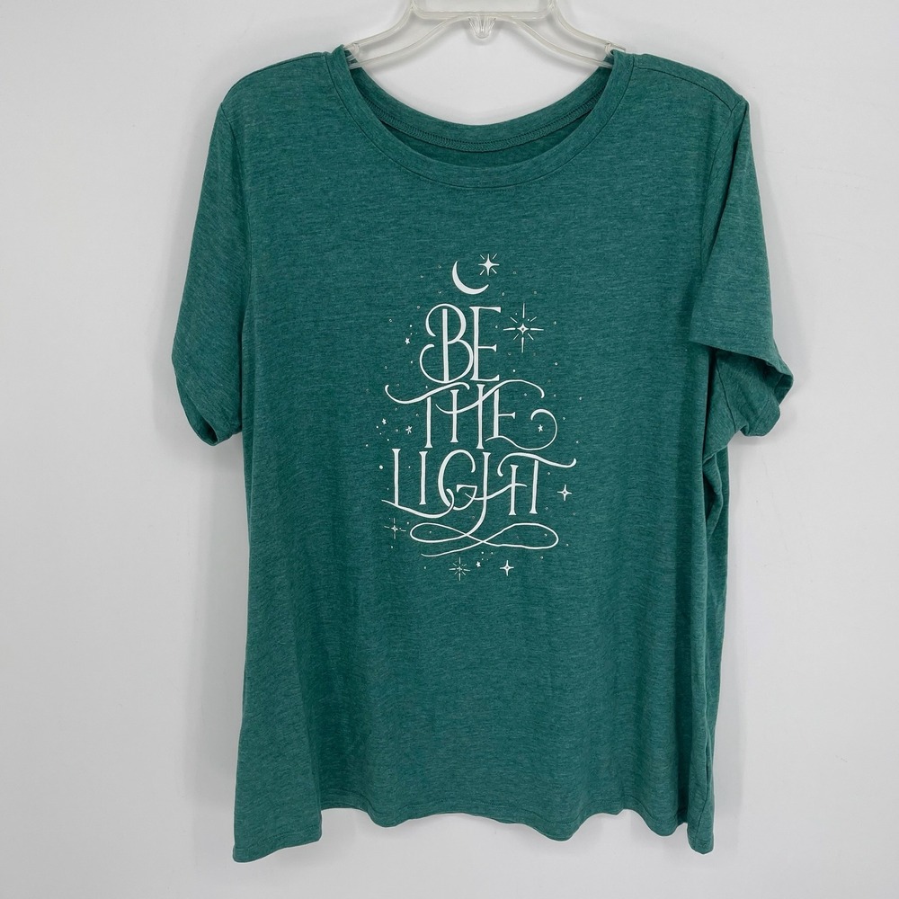 Torrid Women's Green Be The Light Graphic Classic Fit T-Shirt Plus Size 2 2X